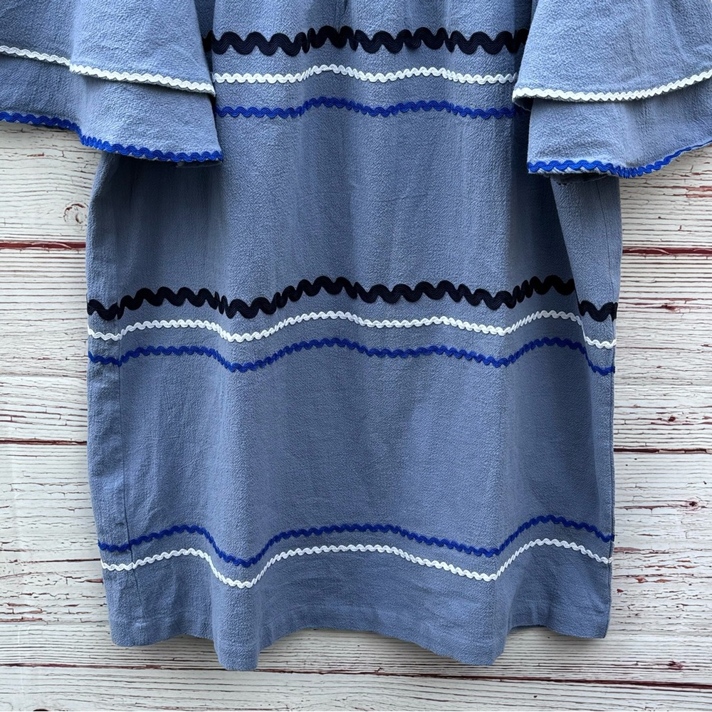 NWT Mud Pie Finnegan Ric Rac Dress in Stonewash Blue Sz L - Picture 6 of 16